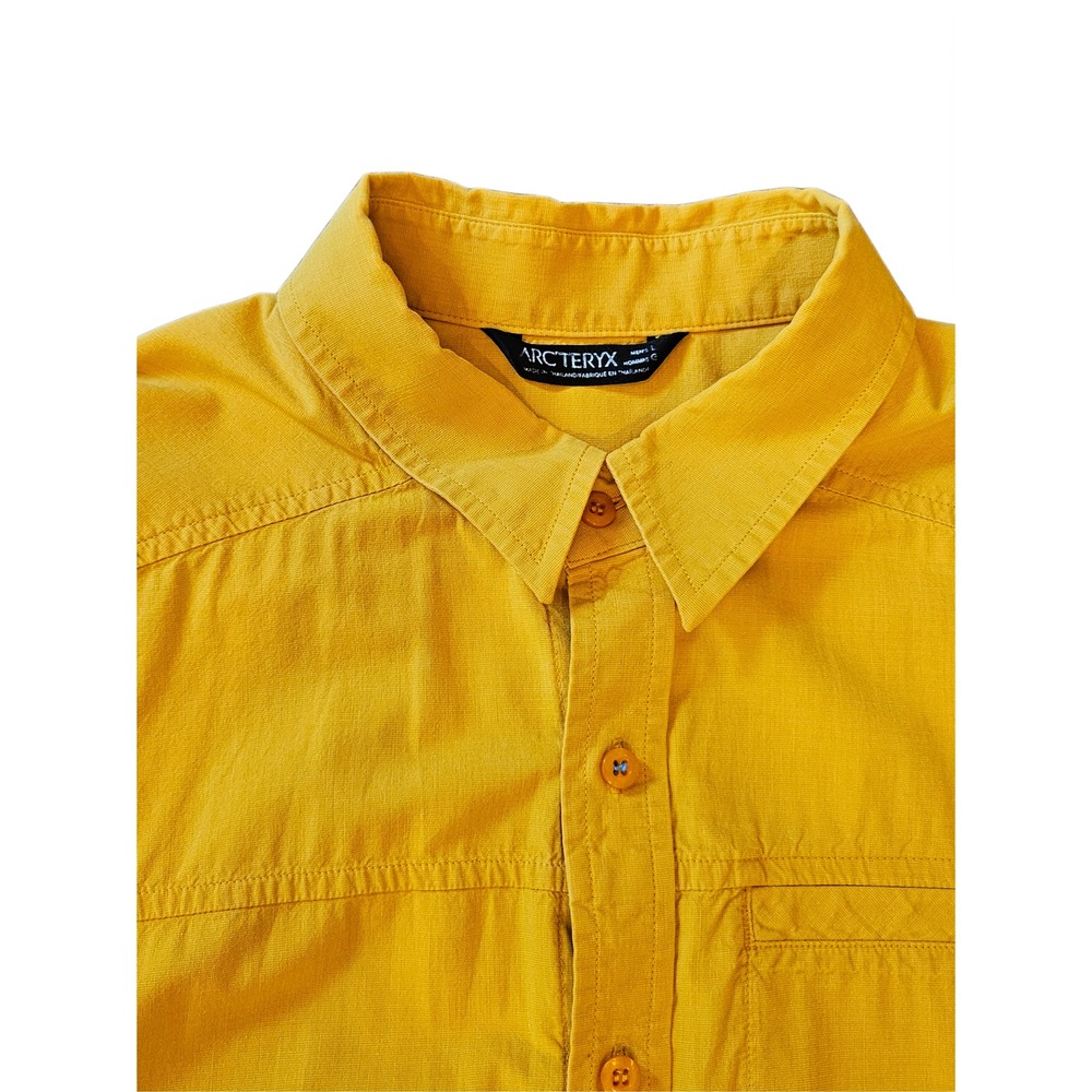 Arc'teryx Frontera Yellow Short Sleeve Button Down Technical Shirt Large EUC - Picture 2 of 6